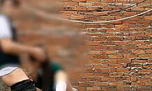 public sex scandal as cute latina teen sucks behind school. mexican babe gets wild!