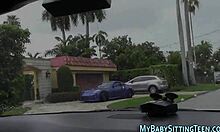 I gave horny teen babysitter a facial after blowjob