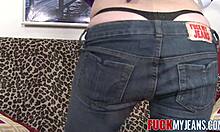 Chubby Redhead Takes It in Ass Through Jeans! 😈