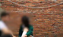 public sex scandal as cute latina teen sucks behind school. mexican babe gets wild!