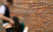 public sex scandal as cute latina teen sucks behind school. mexican babe gets wild!