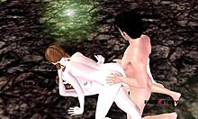 intriguing mff threesome in 3d animated porn with teen characters