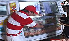 Petite teen feels pleasure in car pickup fuck