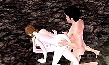 intriguing mff threesome in 3d animated porn with teen characters