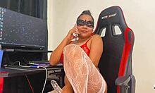 i invite my tattooed lesbian friend to play with my big clit and beautiful dildo until orgasm