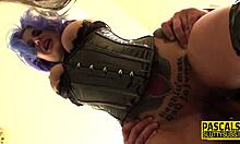 bound sub got drilled hard with kinky toys in lingerie