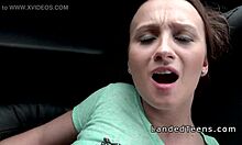 Natural busty teen handles huge cock in car ride