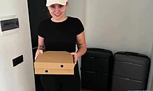 Cute courier turned pervert - fucked her and creampied for pizza 🍕