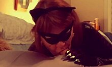 catgranny blows batman in cosplay costume