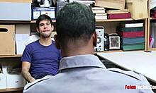 black police officer catches hot thief and bends her over rough.