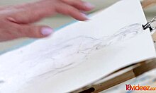 Cute art students sofy soul and lasciva share cock in threesome