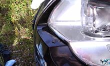 can you believe this pretty blonde begged the fake agent for more in public?