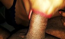 Susy gives sexy red-lip blowjob to stepbrother, sucking cock expertly