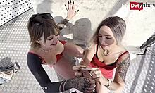 tattooed goddess sexyrachel846 sucking monster cock outdoors, isn't it dirty?
