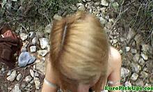 euro girl next door sucks cock outdoors