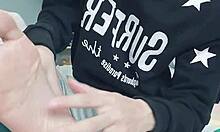 Watch this slim twink suck feet while getting fucked with big cock?