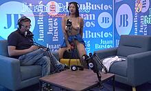 Oiled Latina Kataleya Ross with Beautiful Tits Rides Vibrator Machine to Climax on Juan Bustos Podcast