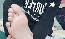 Watch this slim twink suck feet while getting fucked with big cock?