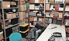 handsome guy caught stealing forced to service officer with mouth and body