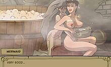 Horny mermaid in witch hunter trainer wants to fuck teen 18+ big virgin ass, finds a solution with big cock