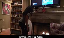 Ebony Amateur Strips Clothes Ripped in Interracial Undressing Scene