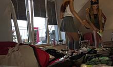 Yo, trying on the tiniest thongs and see-through leggings now