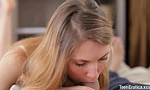 Skinny teen takes fat cock deep in ass