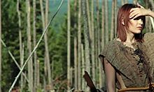 Naked girl explores desires while masturbating in forest. Nature surrounds her bold public act.