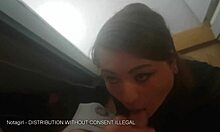 Early morning blowjob with slutty makeup, he doesn't cum but I wank with his cock in my mouth.