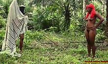 Threesome fuck with horny ebony girl in bush 😍