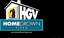 naturally busty blonde films her first amateur video