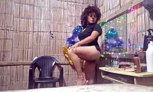 Christmas Adventure with Curly-Haired Asian Beauty and Pizza Delivery Boy. They Bang Hard in an Old House.