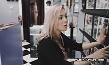 gf caught sucking cock at tattoo studio, what a shock! 😱