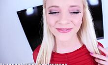 Riley star performs deepthroat sucking and pov sex, leading to cumshot on her small tits.