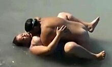 beach voyeur, lucky guy caught a bbw mermaid flashing big tits!