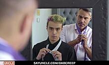 stepdad fucks teen stepson with huge cock in gay taboo scene