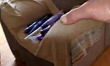 velvet rain masturbates on the edge and squirts with huge toy