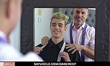 stepdad fucks teen stepson with huge cock in gay taboo scene