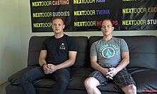 Straight amateurs, first gay blowjob at audition?