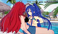 Chris, Cagliostro, Tsubasa, and Kanade in intense lesbian futanari play