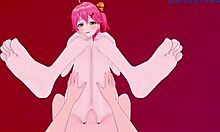 Sakura Miko and Akai Haato in wild POV hentai sex