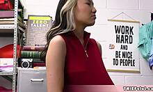 Tiny Asian Shoplifter Caught and Her Petite Pussy Wrecked by Mall Cop.