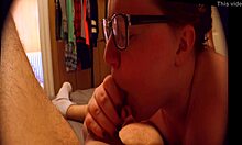 college student eagerly sucks cock deep for cumshot 😏