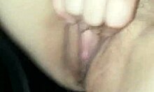 blonde babe masturbates in car