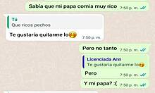 Stepmom chats on WhatsApp while dad is away on business trip