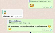 Stepmom chats on WhatsApp while dad is away on business trip