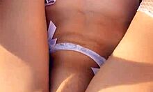 blonde in fishnets gets ass fucked and creampied outdoors