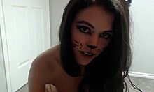 Teen Wears Slutty Pussy Cat Outfit On Webcam