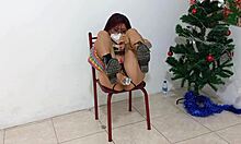 She begged me to film her intense orgasm with a Christmas dildo! 😍