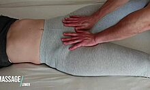 Yoga pants teen gets her pussy groped during steamy massage